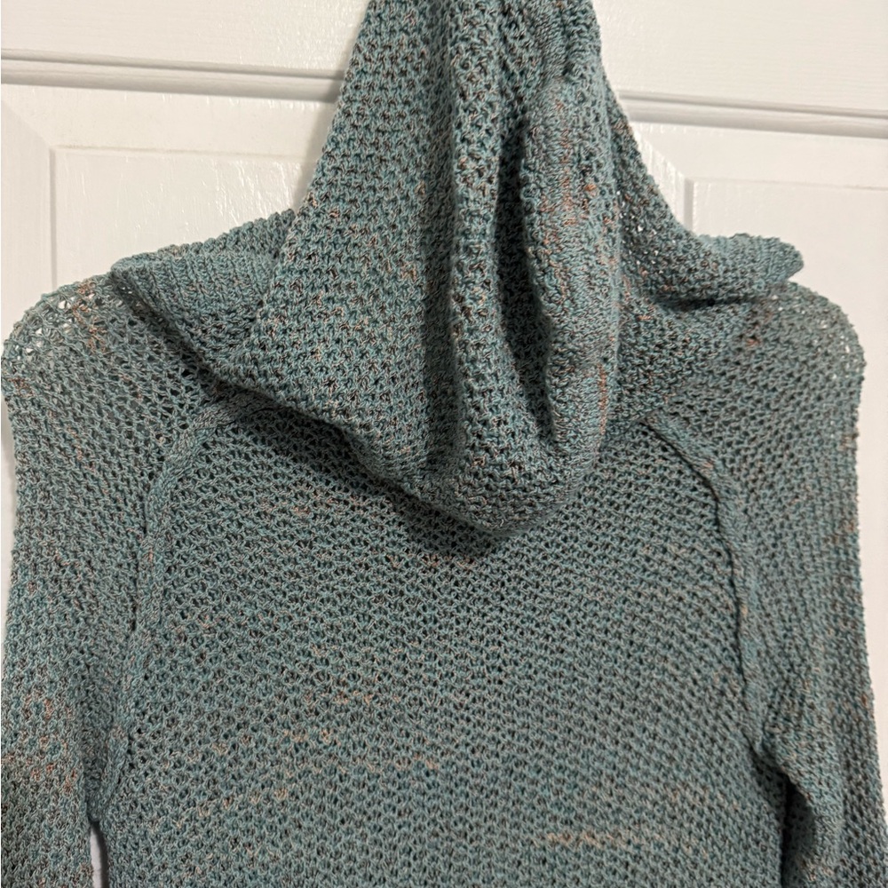 Free People Green Hooded Sweater *GOOD USED CONDITION* - Picture 9 of 11